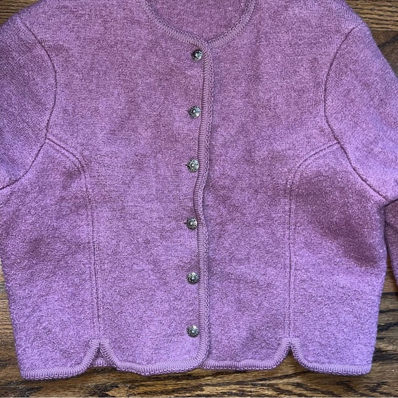 Lilac Purple 100% Wool Tailored Cropped Jacket size 13/14 - Picture 5 of 6